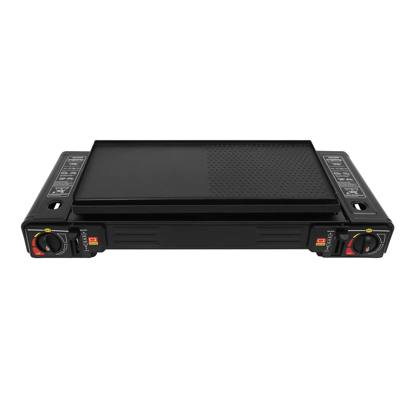 Portable Two Burner Camping Gas Stove With Baking Tray