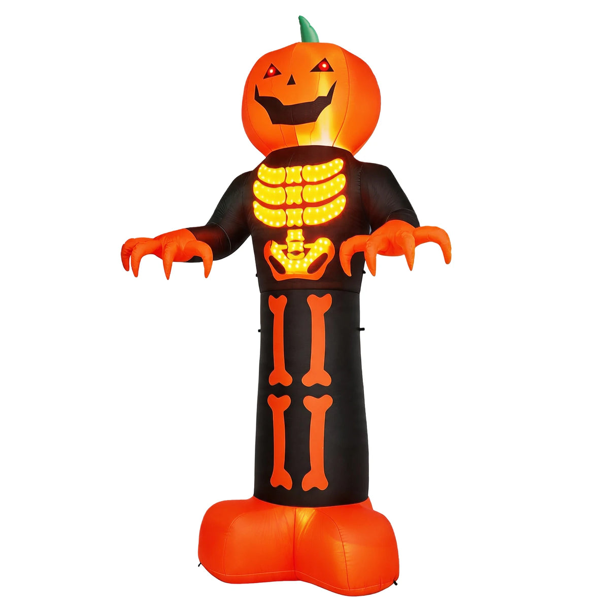 Inflatable Halloween Grim Reaper Decor With Skeleton Ribs And Pumpkin