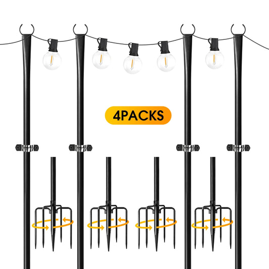 Aiop Adjustable Metal String Light Pole For Outdoor Patio Decor