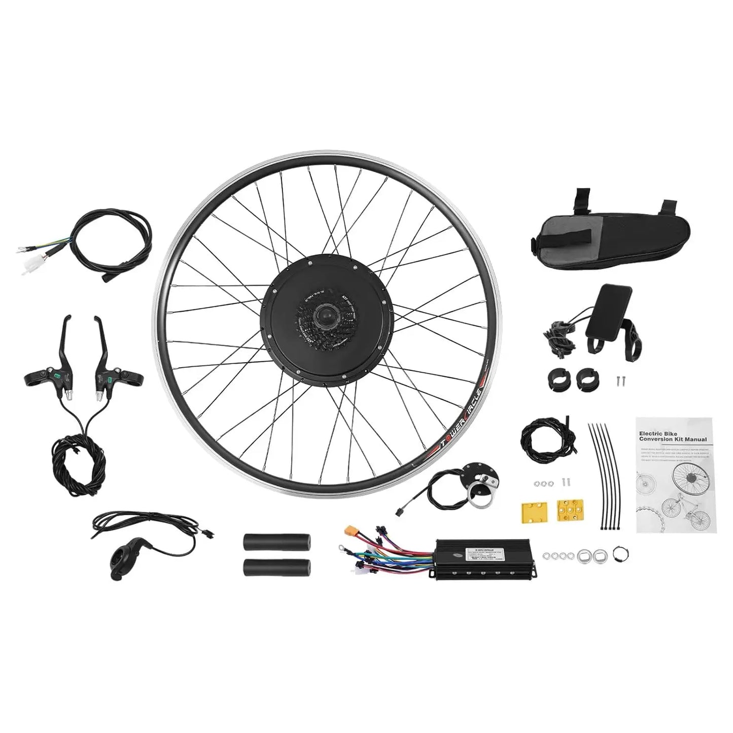 Ebike Conversion Kit, 700C 48V 1000W Brushless Motor, Electric Bicycle Wheel Rear, Aluminum Alloy Frame, High Load 264lbs, Safety Brake Handle Included