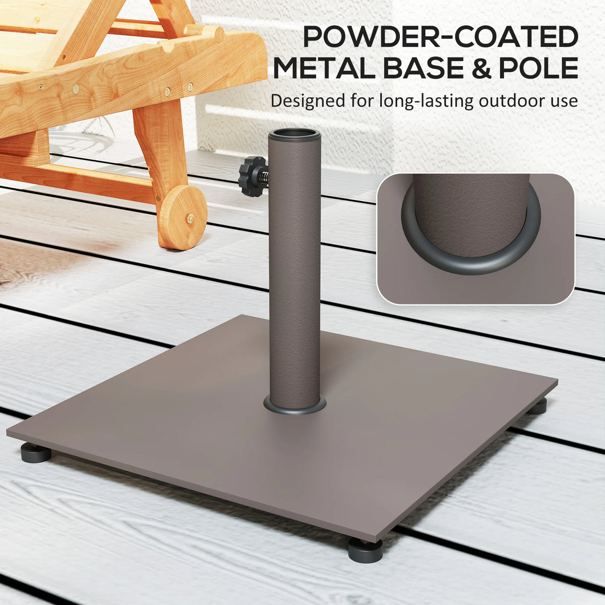 Square Patio Umbrella Base, 29 Lbs Metal Umbrella Stand, Brown