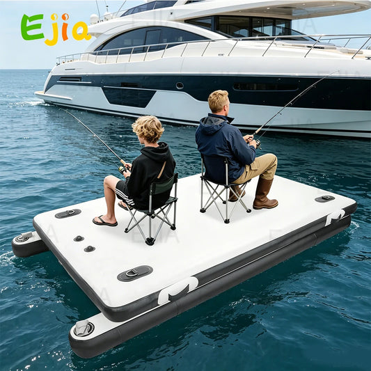 Inflatable Floating Dock 6.5ft 8ft Inflatable Air Dock Platform with 2 Bottom Pontoons Inflatable Fishing Dock for Boating River