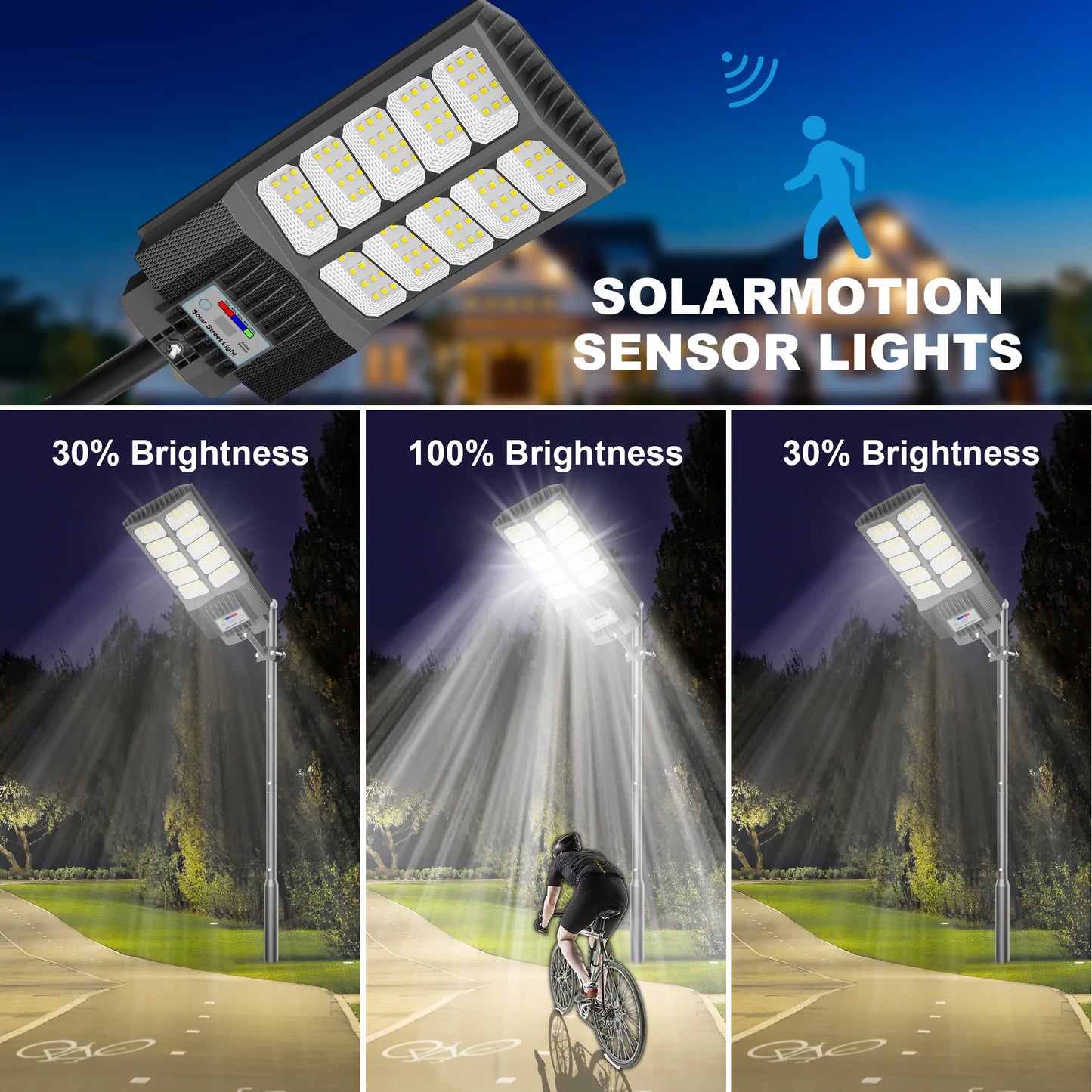 5000W Outdoor Solar Flood Light, 10000LM High Bright LED, IP65 Waterproof Dustproof, Dusk-to-Dawn Auto On/Off, Motion Sensor, Remote Timing & Dimming, Large Solar Battery, Wire-Free Easy Install, Commercial Solar Lamp for Yar