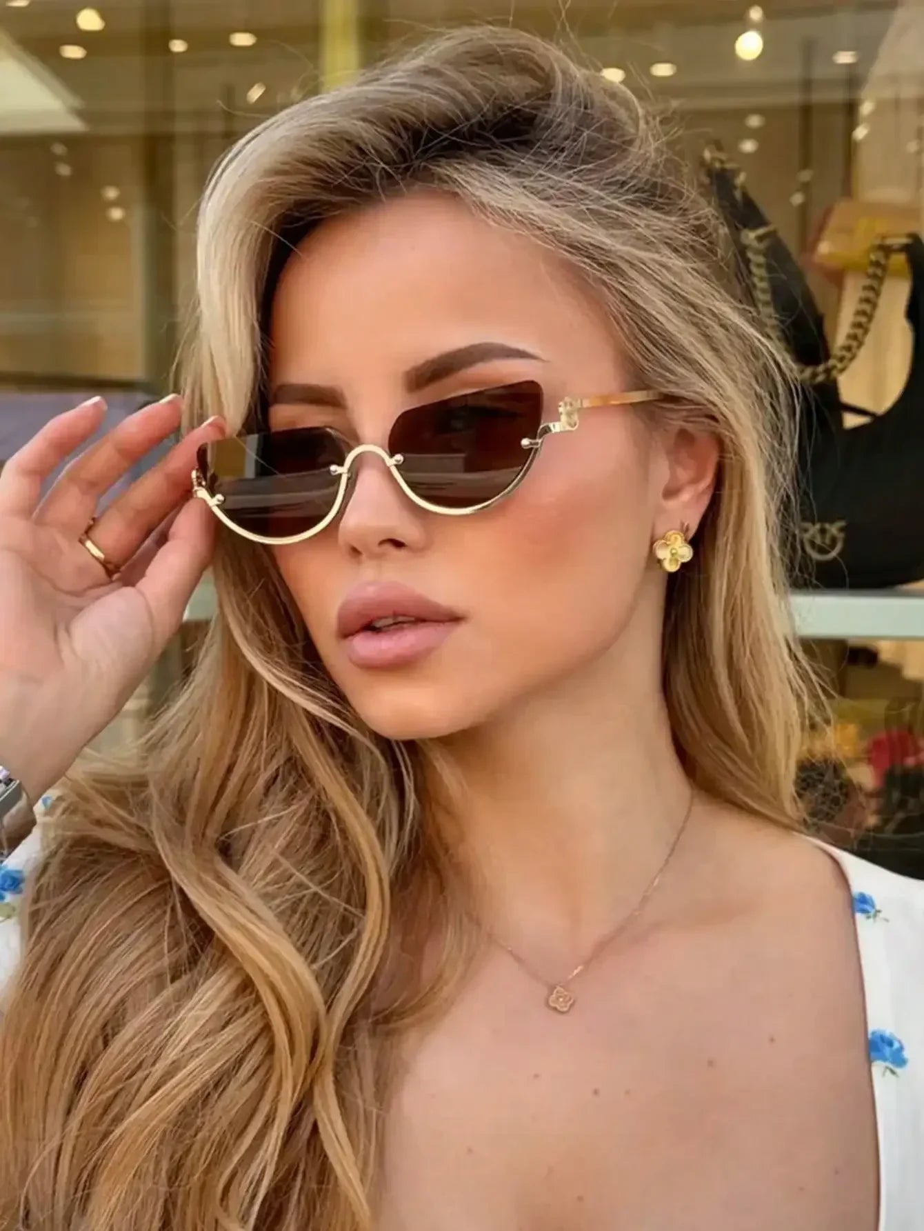 1pc Fashion Small Frame Oval Fashion Glasses Personalized Versatile Vintage Women's Glasses Summer Travel Holiday Beach