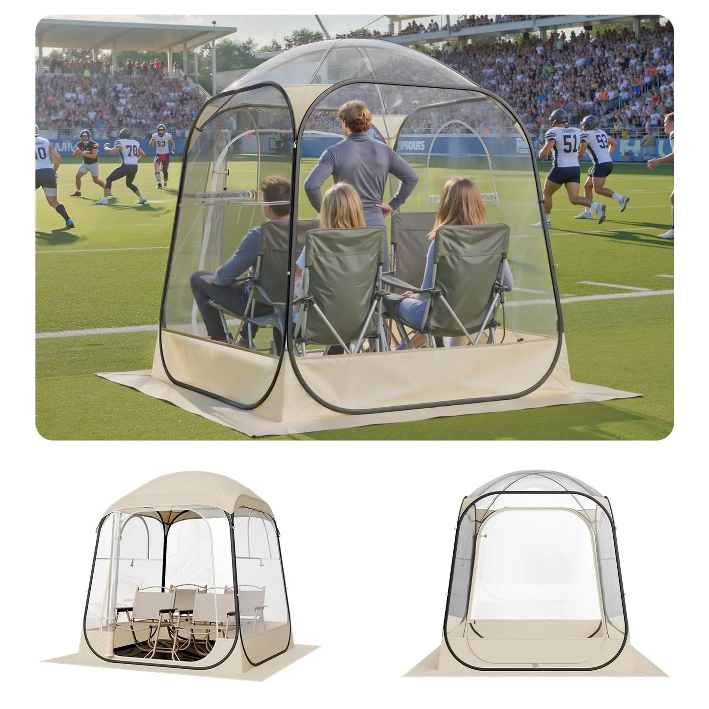 Pop-Up Clear Bubble Tent For 1-6 Adults, Waterproof Outdoor Dome Shelter With Floor Mat