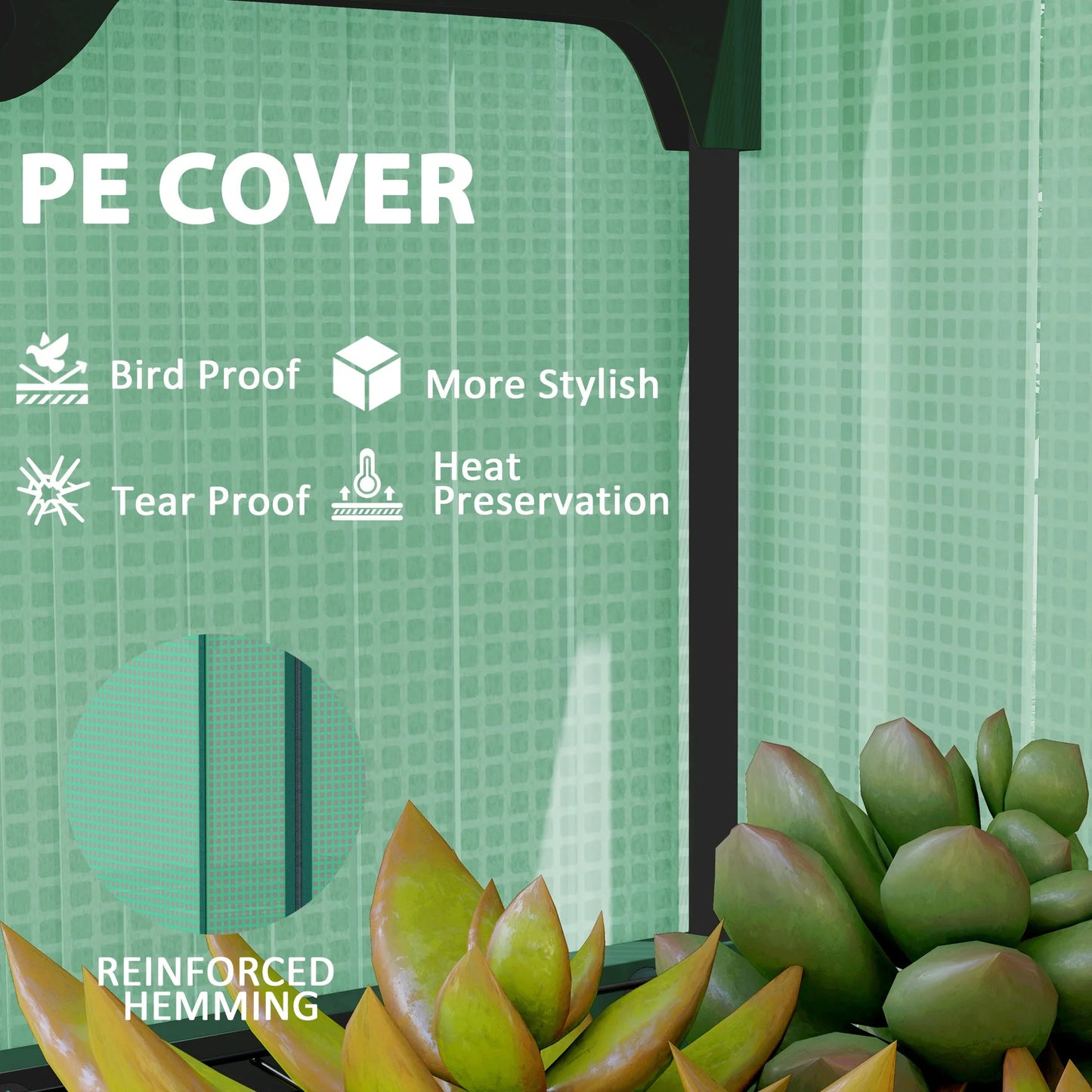 4 Tier Mini Greenhouse w/ Screen Roof, Reinforced PE Cover, Green