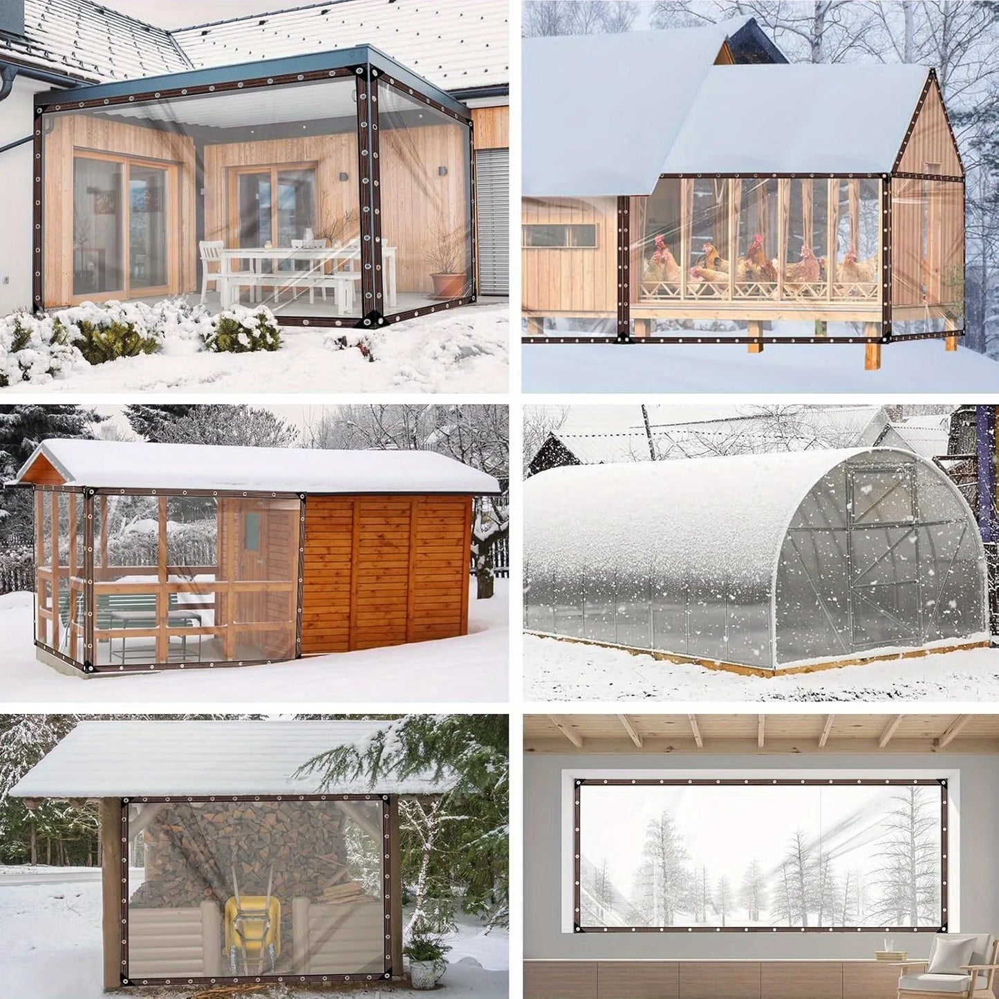 8-Mil Thickened Transparent Waterproof Tarpaulin with Sealing Rings, Rainproof Outer Cover for Courtyard Awnings, Covering Potted Flowers in Outdoor Gardens, Rain Protection Mats for Porches for Camping and Frost Protection f