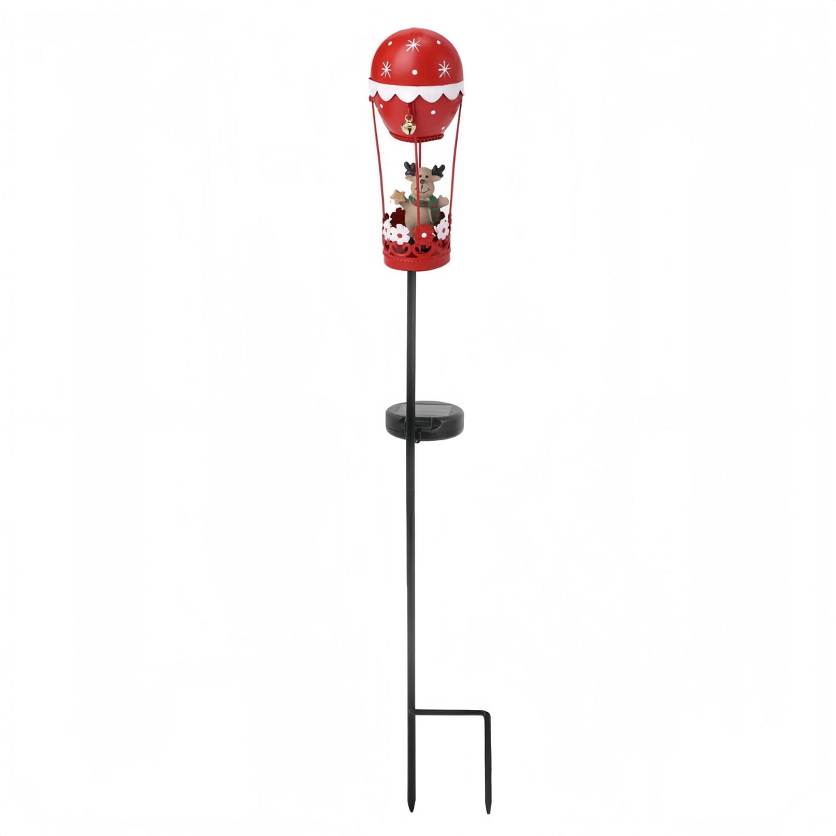 Solar Garden Stake Light Iron Santa Claus Christmas Balloon Decor