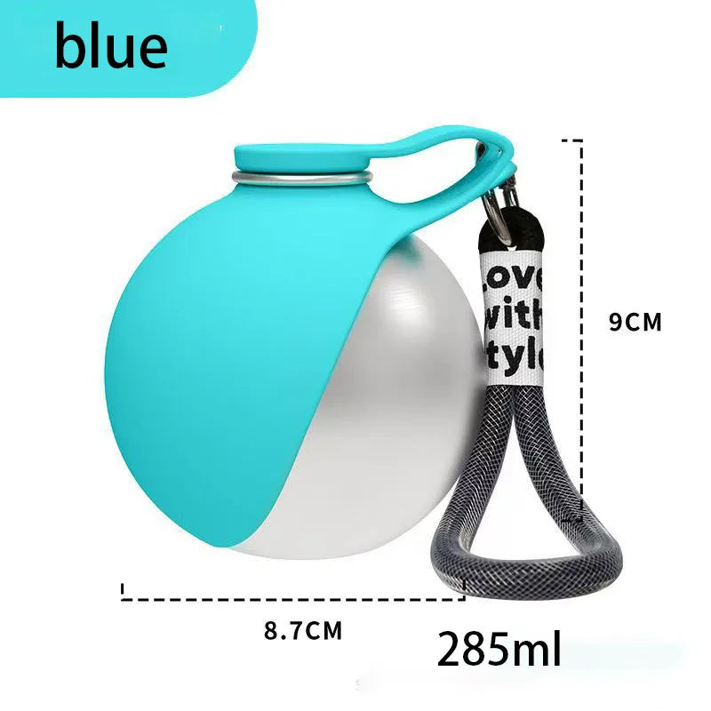 Water Bottle With Removable Silicone Bowl 285Ml Portable Dog Drinker 2-In-1 Stainless Steel Travel Pet Supplies