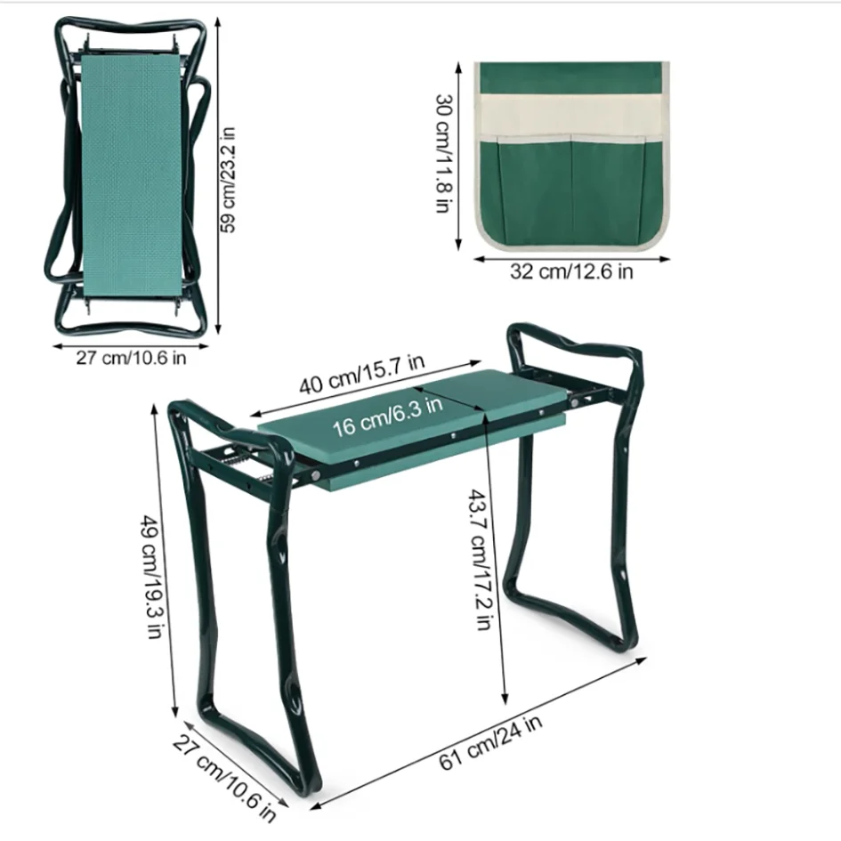 Garden Kneeler and Seat Folding Bench Portable With Foam EVA