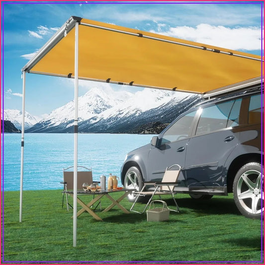 8.2x6.5ft Car Awning Tent Waterproof PU10000mm UV50+ Retractable Side Shade for SUV Truck Van Camping