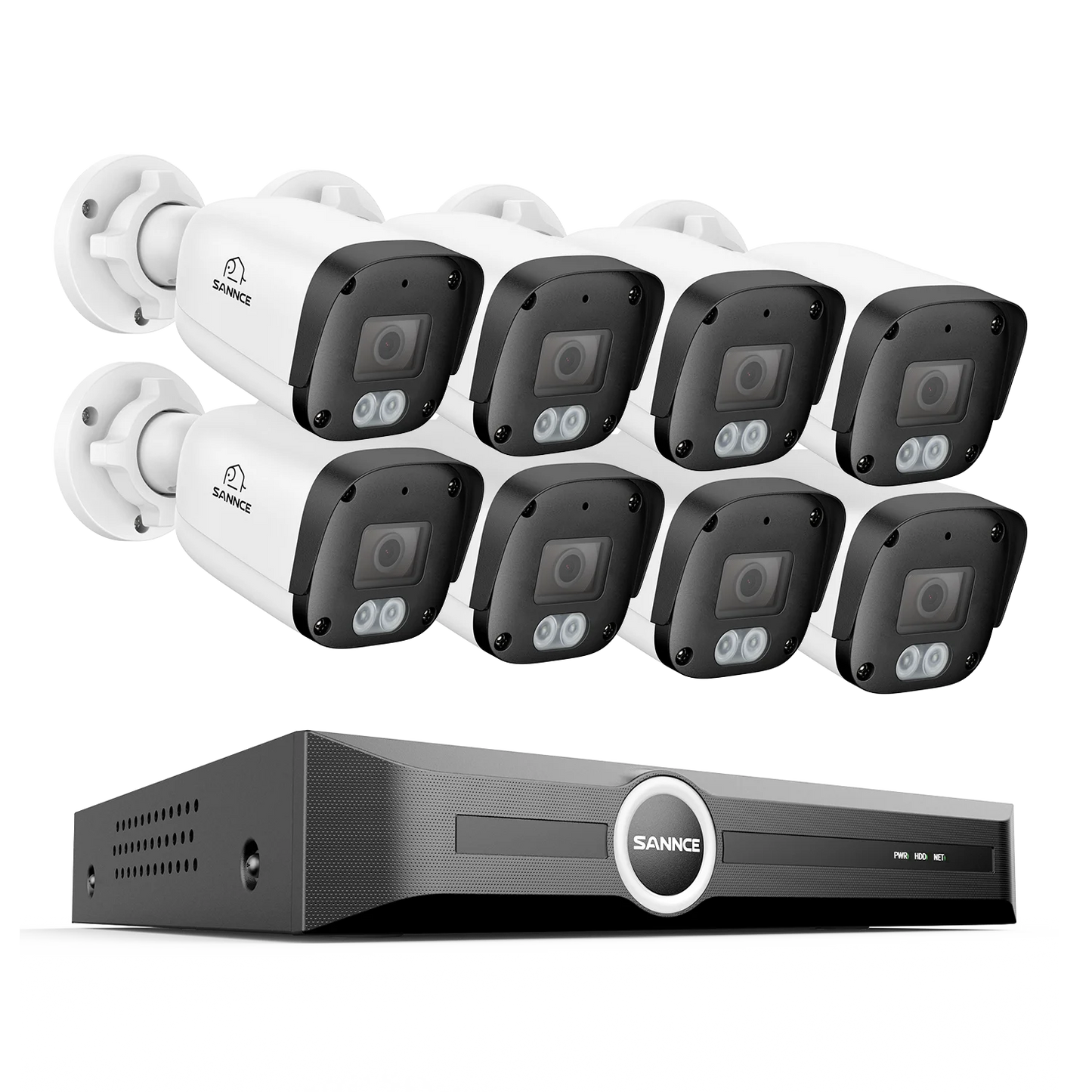 SANNCE 8MP PoE Security Camera Outdoor, IP67 8CH NVR with 2.8mm 4K Bullet Cameras, H.265 Built-in Mic, AI Human Vehicle Detection, Dual Light Night Vision Home Surveillance Cameras ONVIF