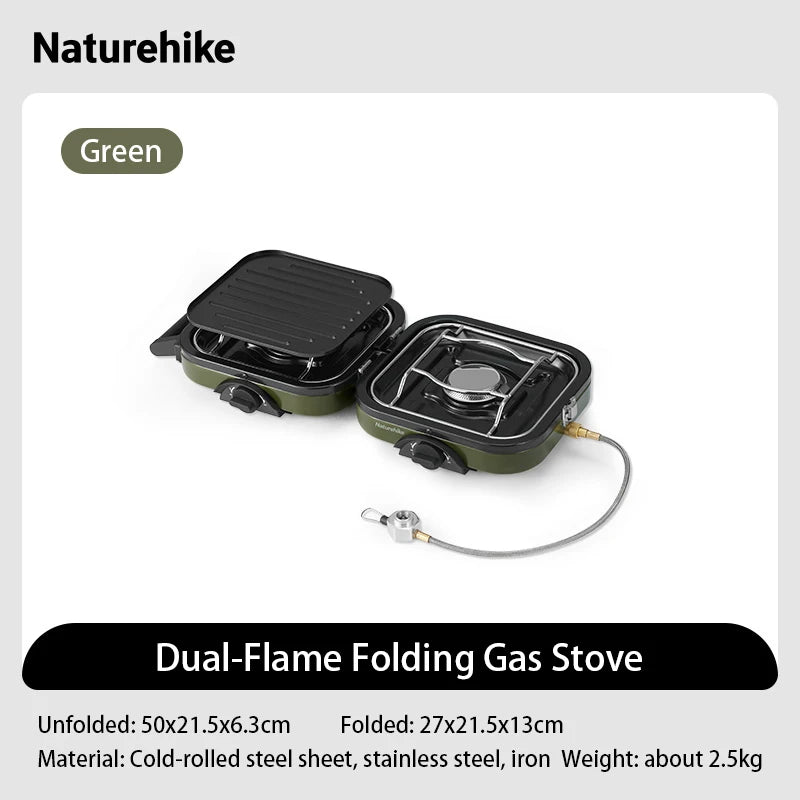 Naturehike Portable Two Burner Gas Stove With Griddle For Camping