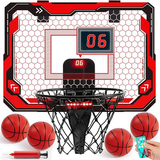 Joyfy Mini Indoor Basketball Hoop With Light Up Scoreboard
