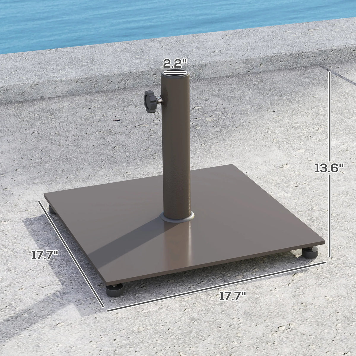 Square Patio Umbrella Base, 29 Lbs Metal Umbrella Stand, Brown