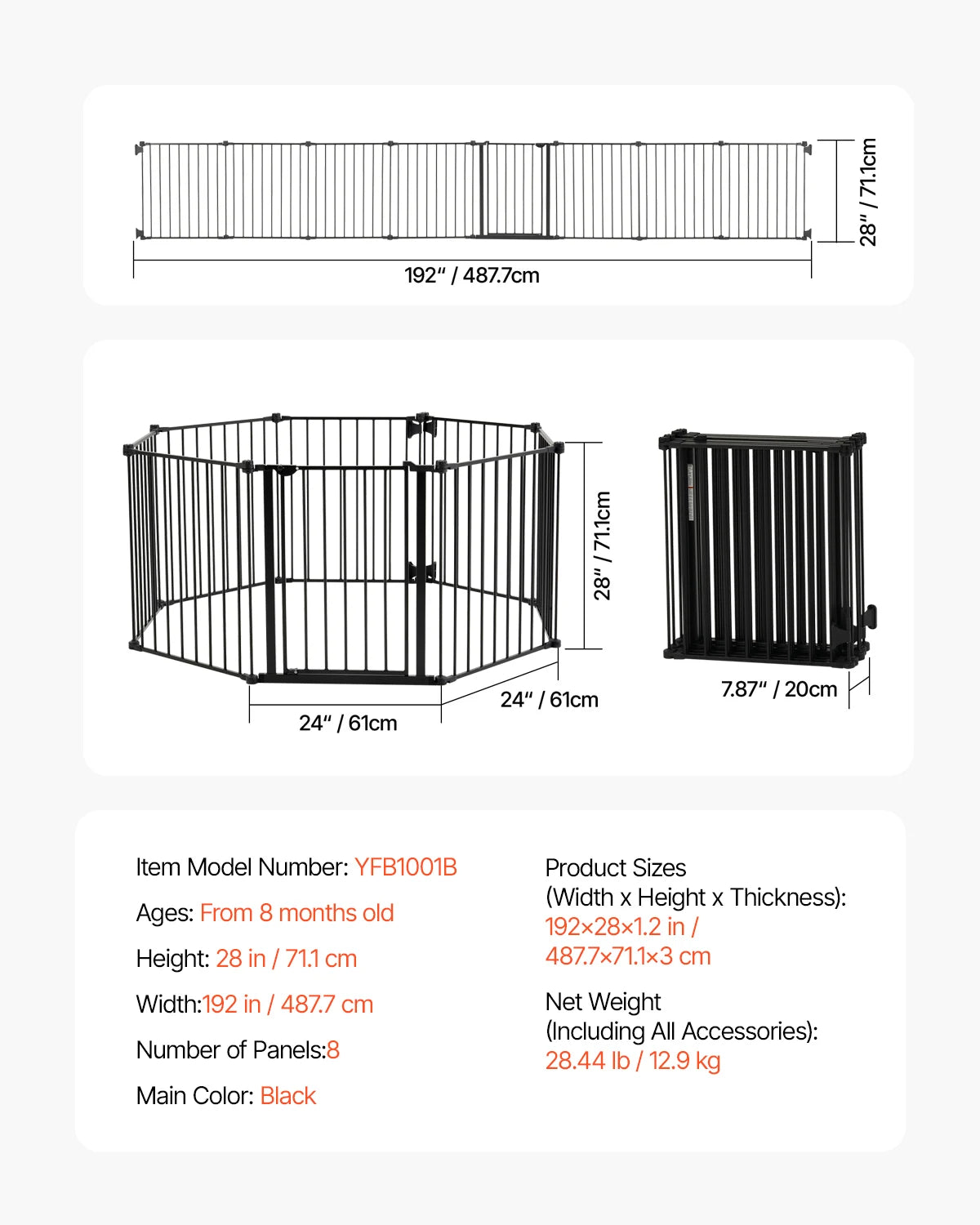 SucceBuy Pressure Mount Walk Through Baby Security Gate