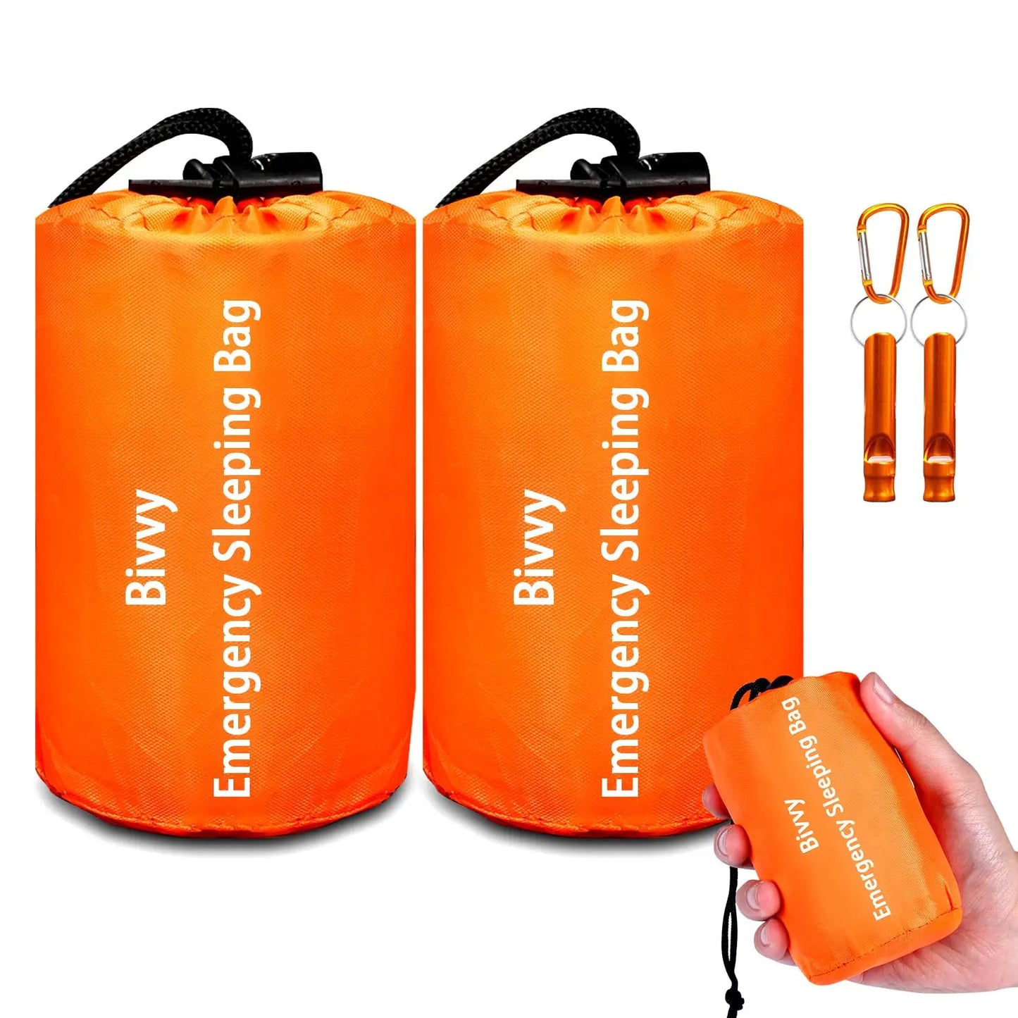 2-Pack Emergency Sleeping Bag | Survival Shelter Bag, Polyethylene Thermal Emergency Blanket, Lightweight Portable Shelter for Camping, Hiking, Outdoor Activities, Backpacking