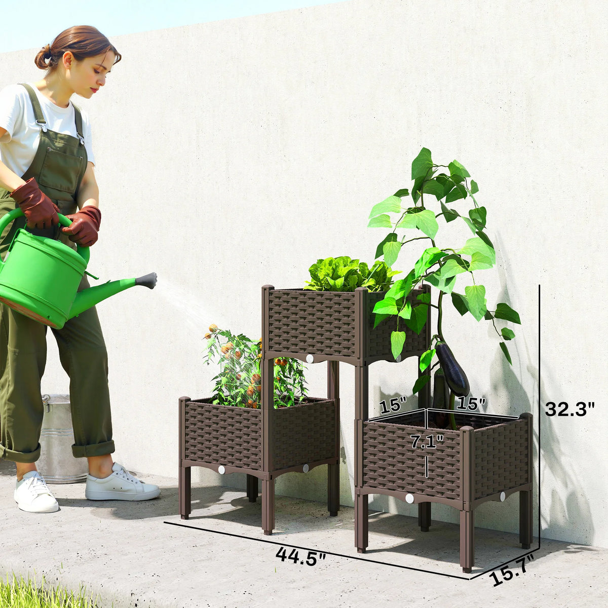 Plastic Raised Garden Bed with Legs, Self-Watering Planter Boxes