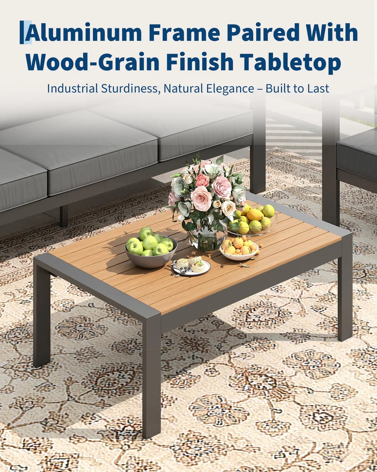 HiMISS Aluminum Patio Furniture Set With Cushions And Coffee Table