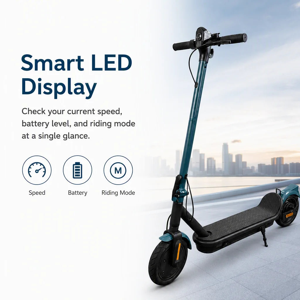 350W Adult Electric Scooter 25km/h, 36V 5Ah Battery, 8.5" Tires, Lightweight Foldable Commuter E-Scooter with Smart LED Display, Anti-Slip Deck & Full Fenders, Portable for Urban Travel