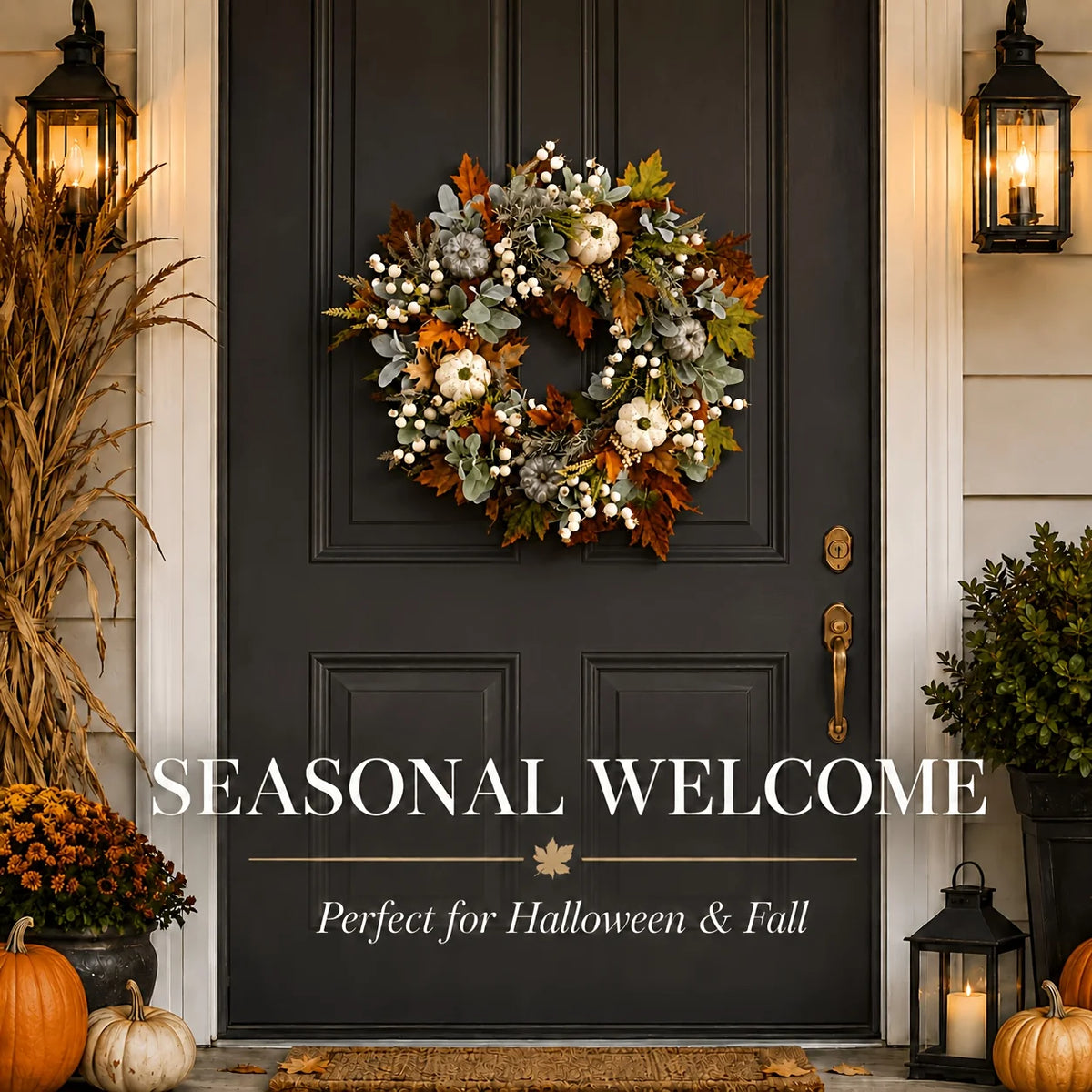 Artificial Peony Pumpkin Wreath With Leaves And Berries For Fall