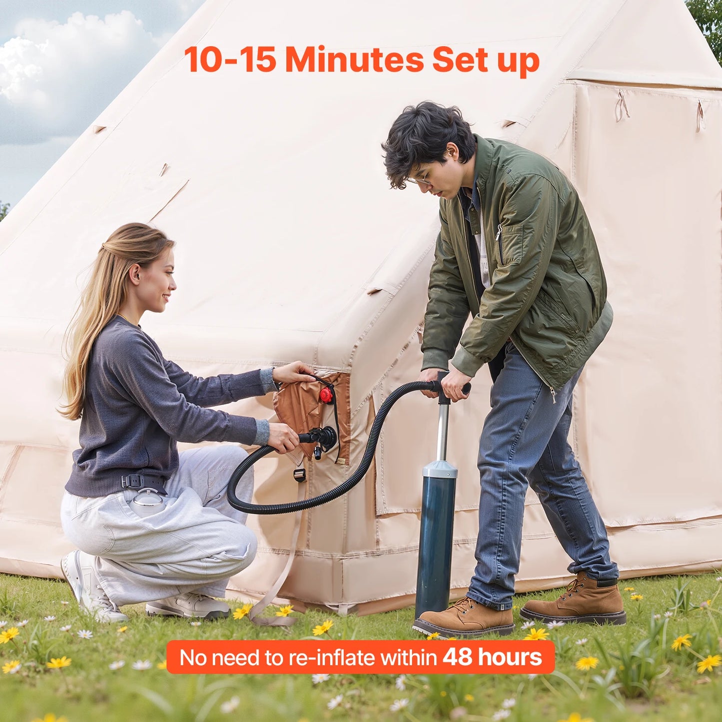 SucceBuy Inflatable Tent For Camping, Easy Setup With Hand Pump