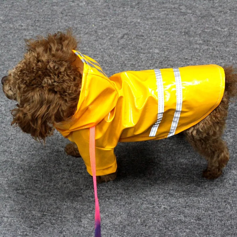 Waterproof PU Dog Raincoat With Reflective Hood For Pets