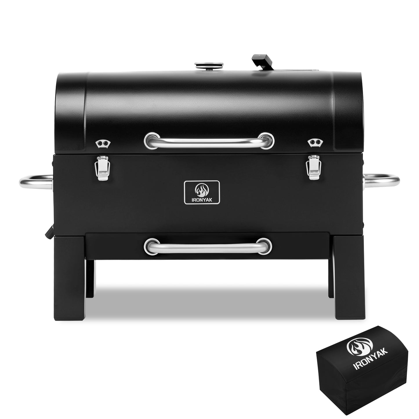 IRONYAK Portable Charcoal Grill & Smoker, Compact 319 Sq.In. Cooking Area Tabletop BBQ for Camping Trips Cover Included