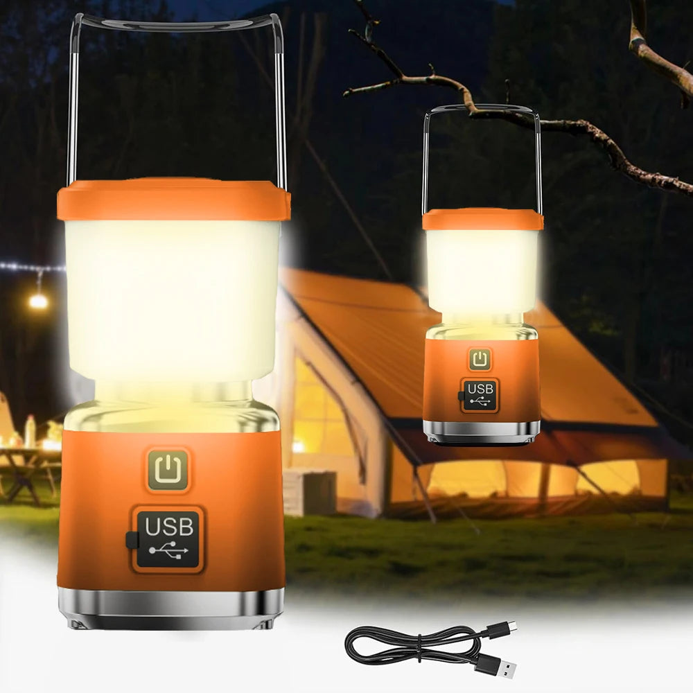 New Portable Camping Light Power Bank LED Camping String With Handles 4 Lighting Stepless Dimming Waterproof Outdoor Tent Light