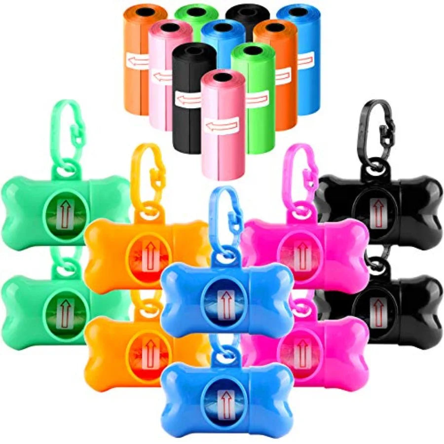 10 Pack Bone Shaped Poop Bag Dispenser Pet Waste Disposal Bag Dispenser