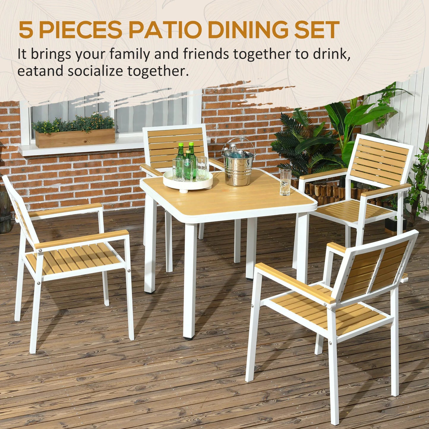 Outdoor Table And Chairs Patio Dining Set With Umbrella Hole
