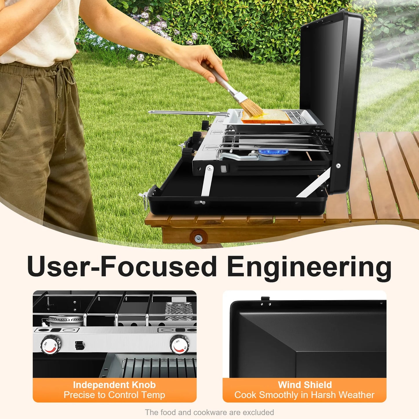 Portable 3 Burner Camping Gas Stove For Outdoor Cooking Propane Butane