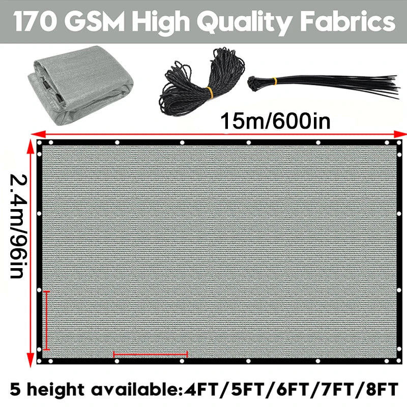 8x50ft Fence Privacy Screen Heavy Duty Windscreen Fence Mesh Fabric Shade Net Cover Garden Wall Backyard Yard Pool