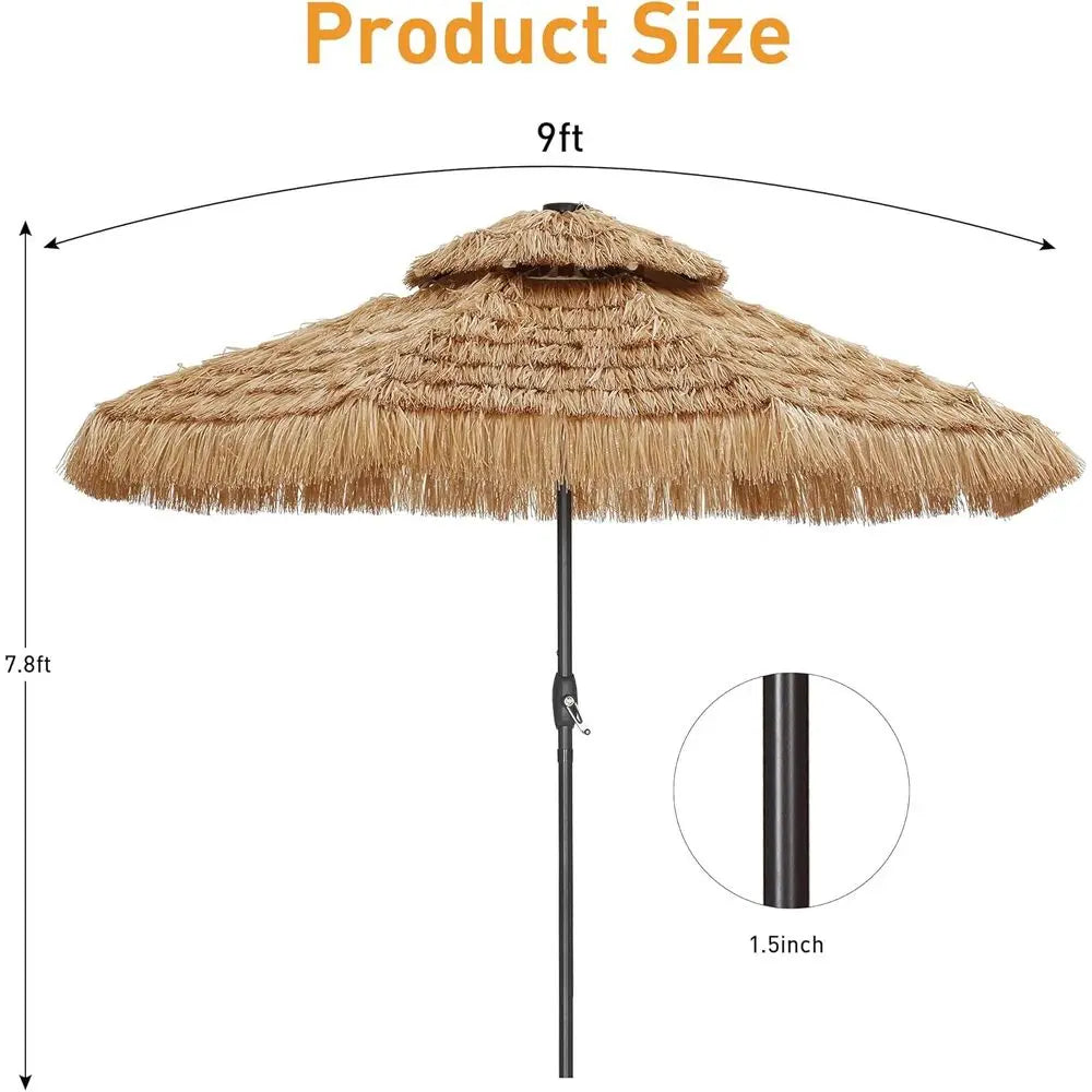 Hawaiian-Inspired Tiki Patio Umbrella for Beach, Garden, and Pool Relaxation