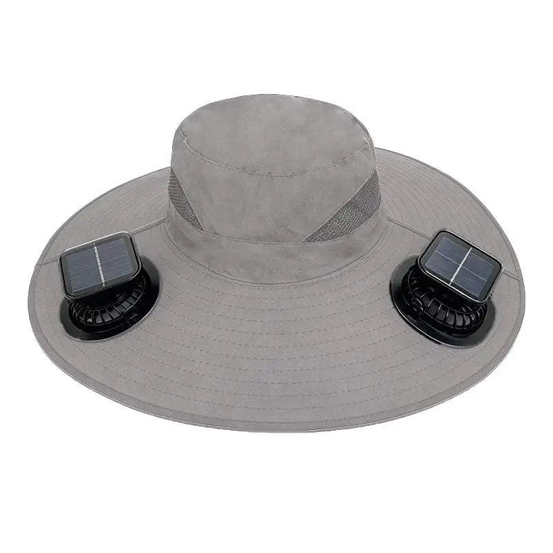 Large Size Quick Dry Bucket Hat With Solar Powered Fan USB Charging Sun Hat For Men Outdoor Hiking Camping Fishing Cooling Wear