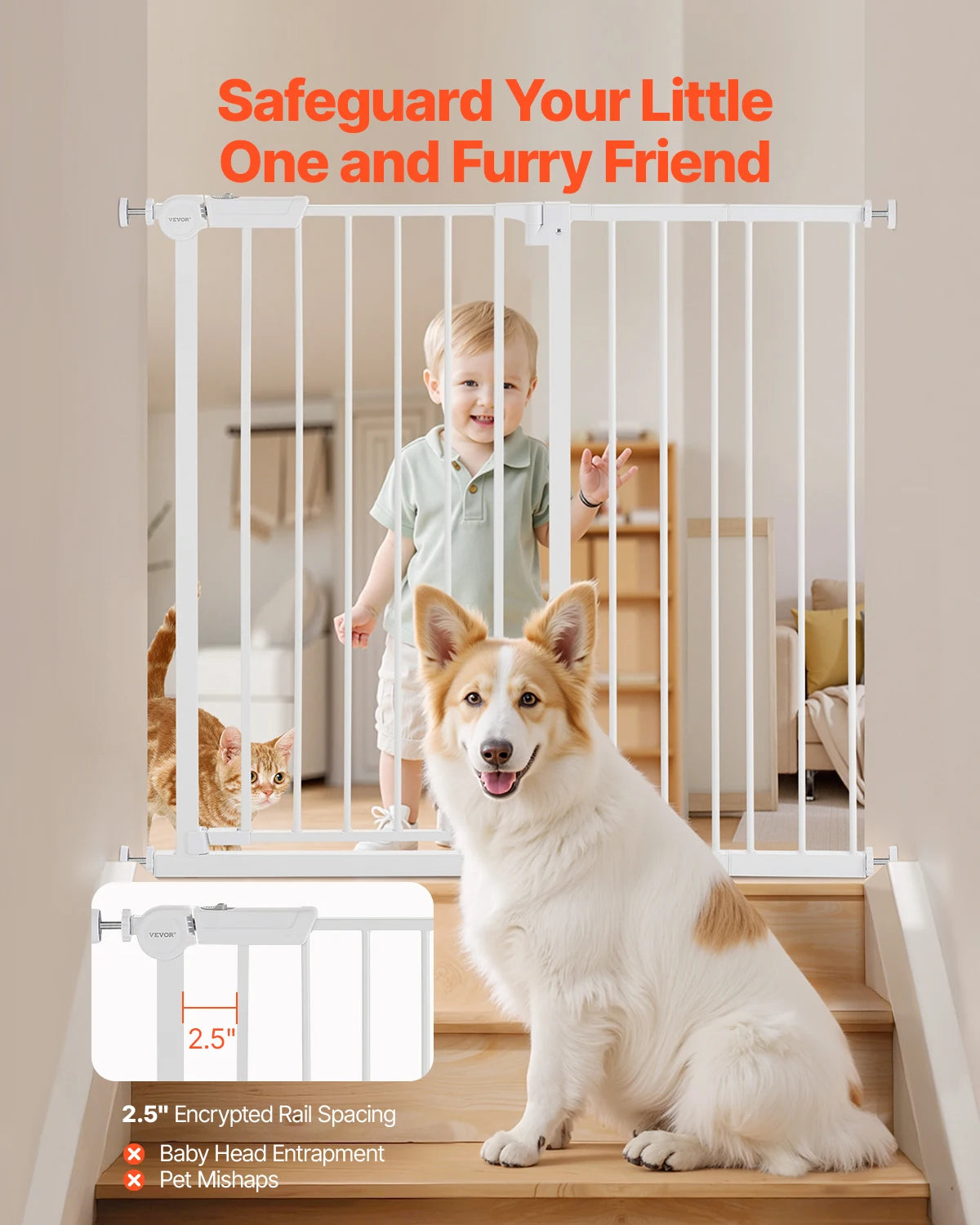 SucceBuy Pressure Mount Walk Through Baby Security Gate
