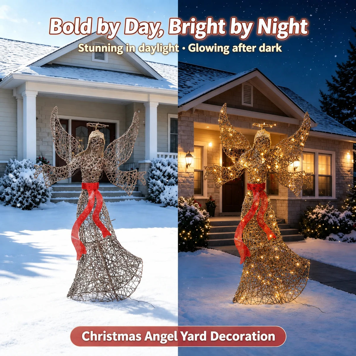 Lighted Angel Christmas Yard Art Metal LED Sculpture