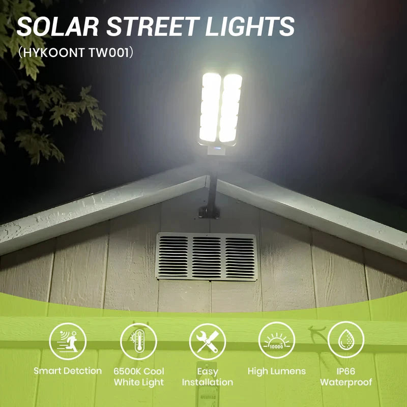 2 Pack Solar Street Light Outdoor, 4000W LED Solar Powered Flood Light with Remote Control, Motion Sensor Dusk to Dawn Security Lighting, IP66 Waterproof for Yard Driveway Garden Deck Garage