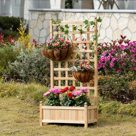 Outdoor 24" x 12" Backyard Plant Bed w/ Strong Wooden Design & Materials