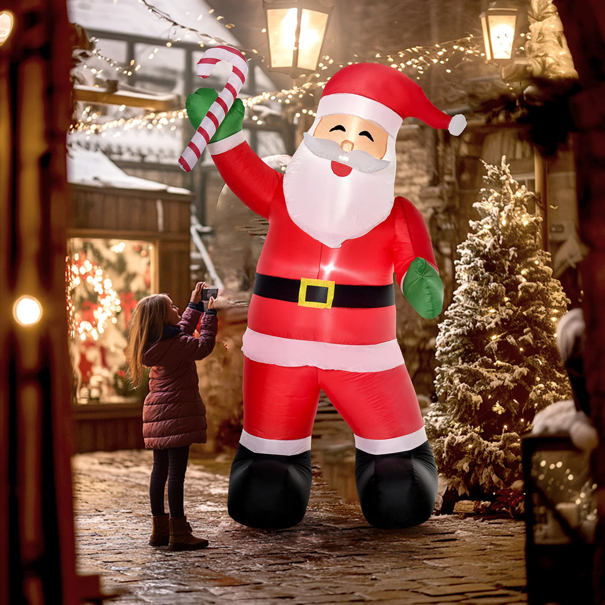 Homcom Christmas Inflatable Santa Claus Yard Decoration With Led Lights