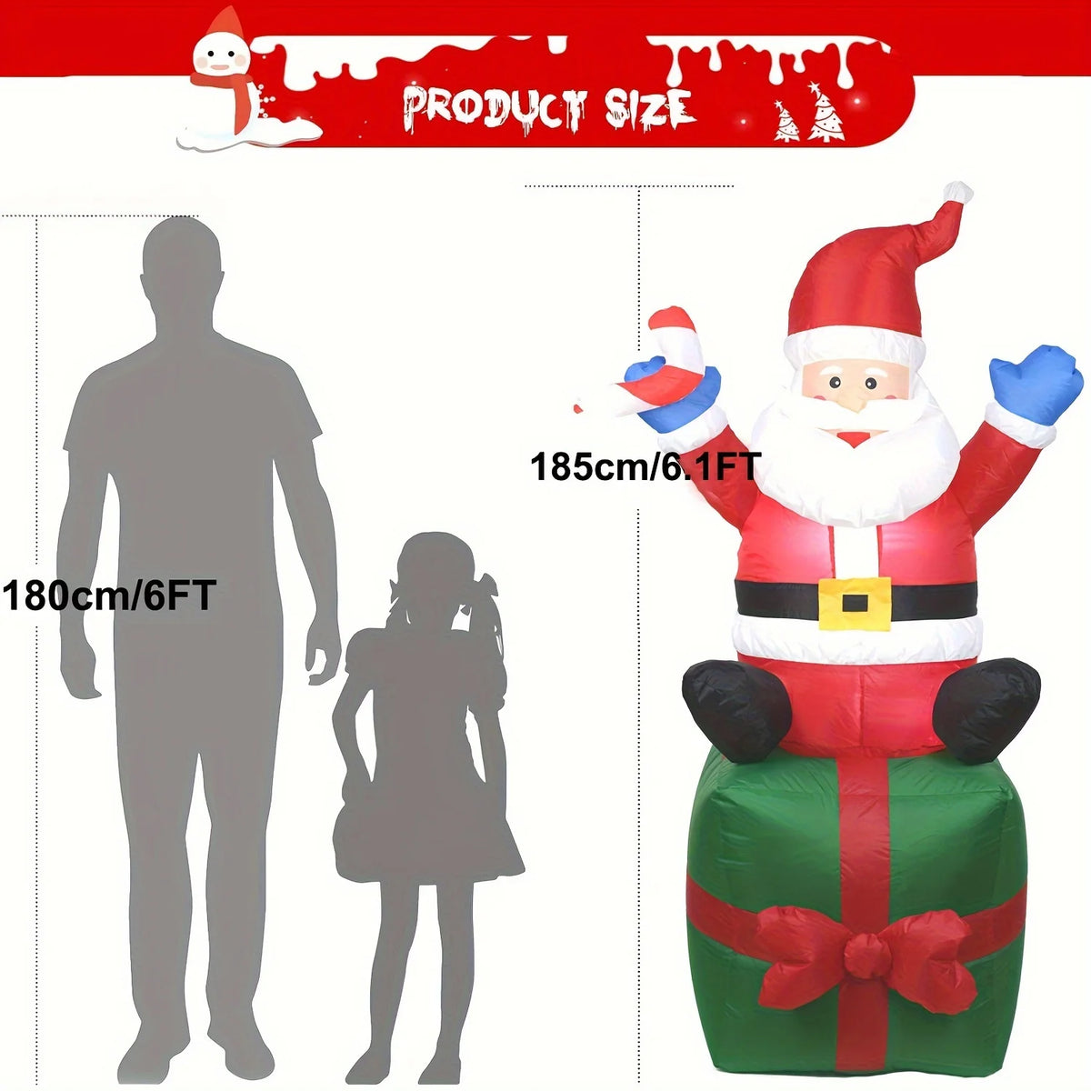 Christmas Inflatable Santa Claus Outdoor Yard Decoration LED Lights