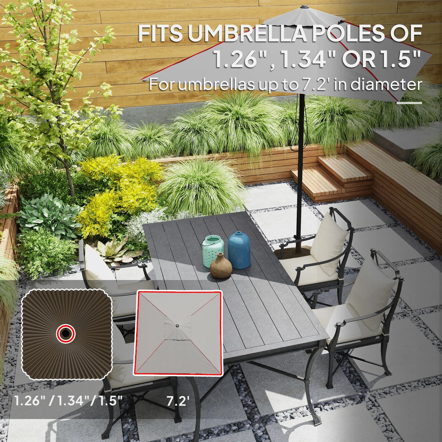 Square Patio Umbrella Base Holder, Sand/Water Filled Umbrella Stand Base, Brown