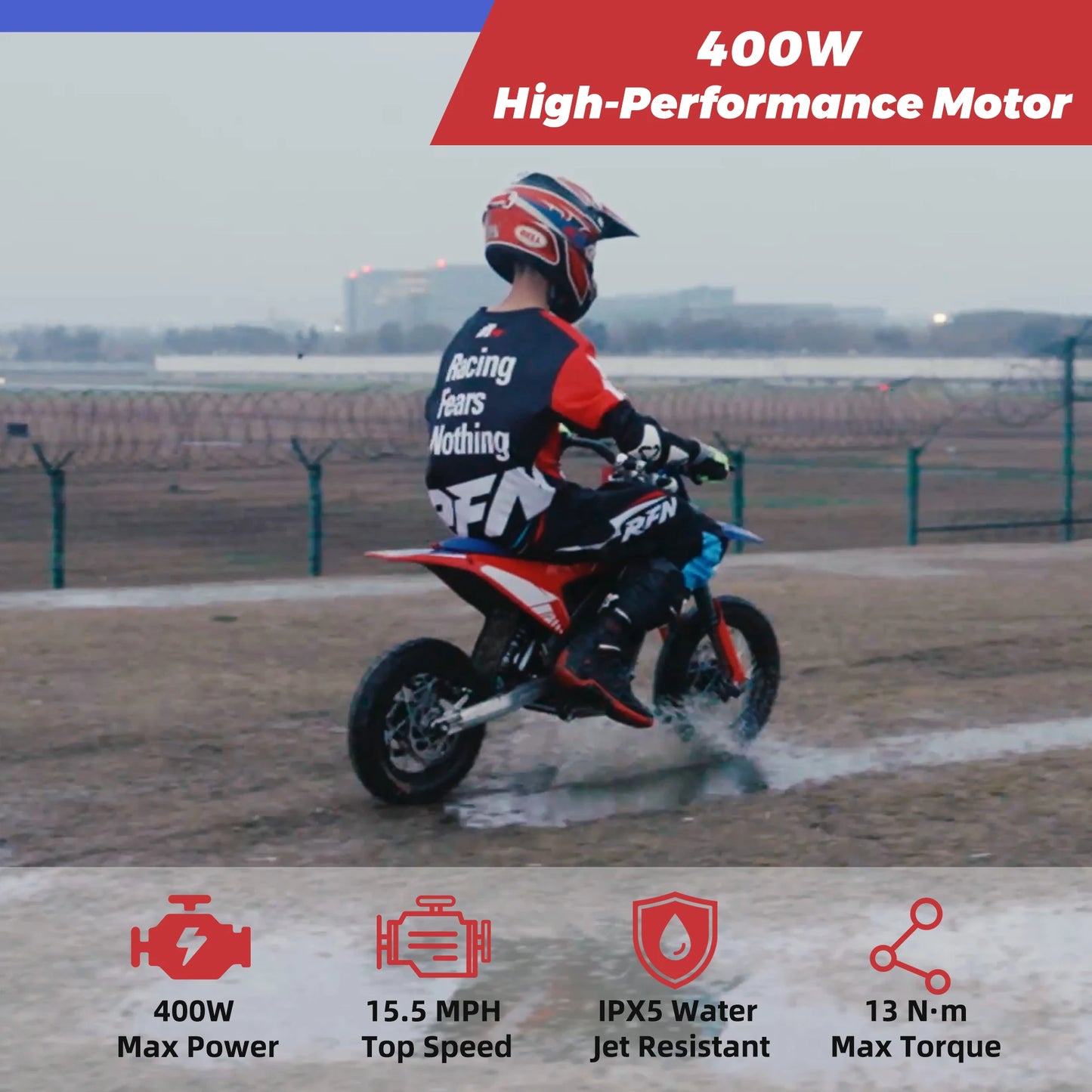 RFN Warrior Kids Electric Dirt Bike | Kids Electric Off-Road Motorcycle | Speed Ride | Multi-Speed, Outdoor Ride for Age 3-8