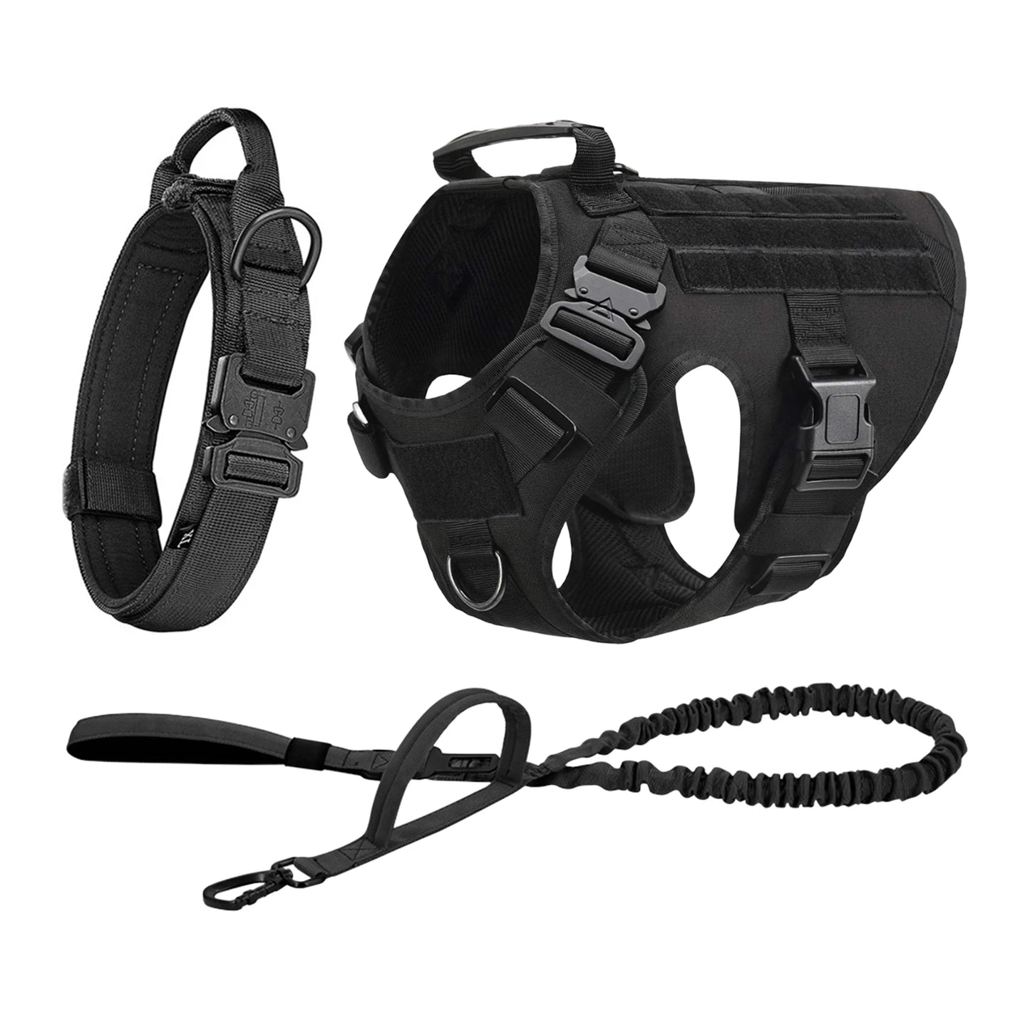 Pettravel Tactical Dog Harness With Padded Molle Pouch