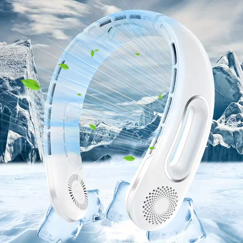 Bladeless Neck Fan, USB Rechargeable 4 Speeds 16H Battery, 360° Hands-Free Wearable Cooling Fan for Travel Office Outdoor