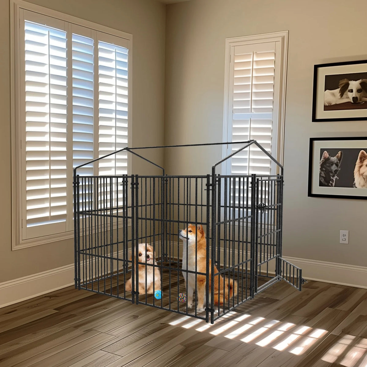 Outdoor Metal Dog Kennel With Secure Roof And Reliable Barrier System