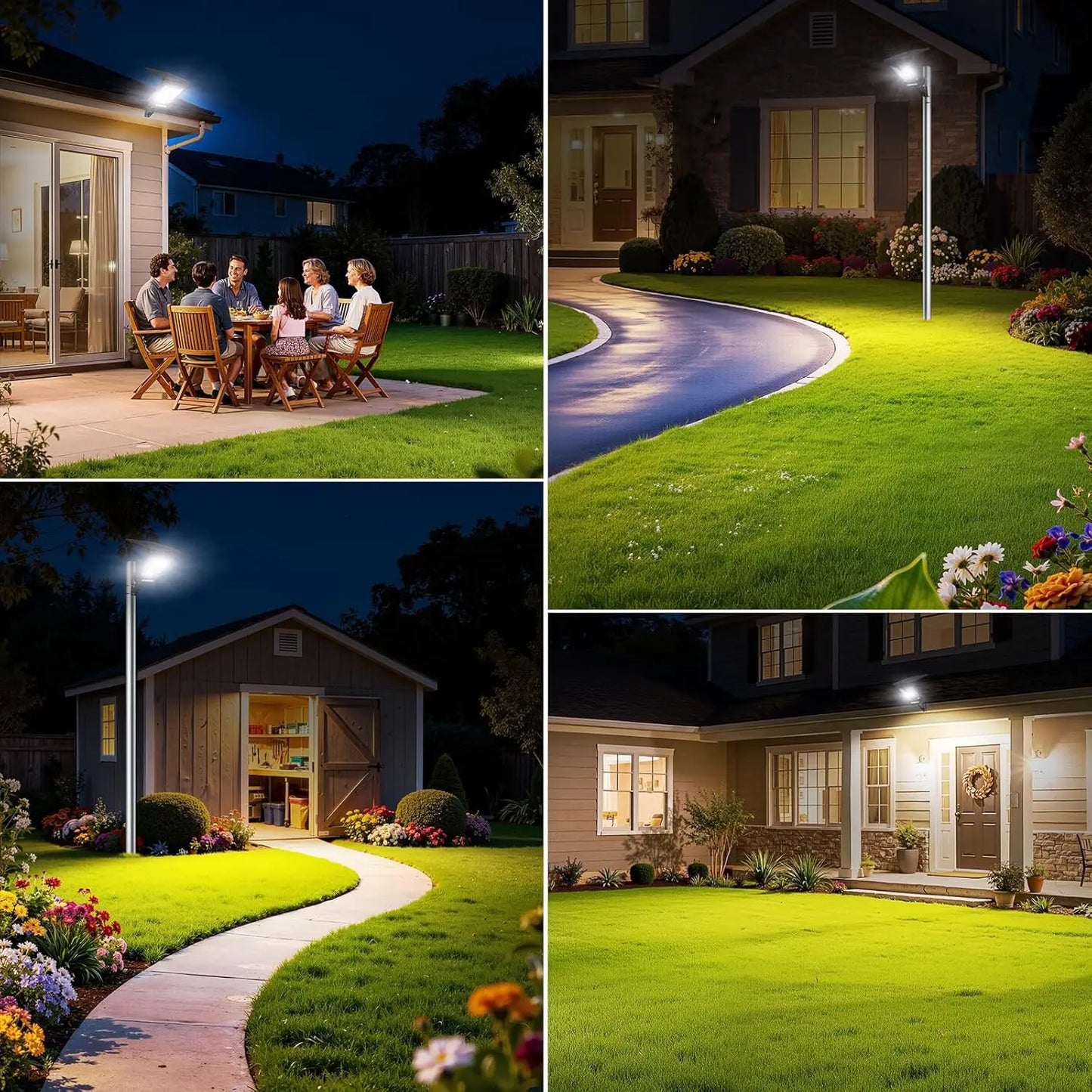 Intelamp 12500 mAh 3000 lm Outdoor Solar Street Lights Larger solar panel Two Motion sensors for garden Courtyard Walk Garage