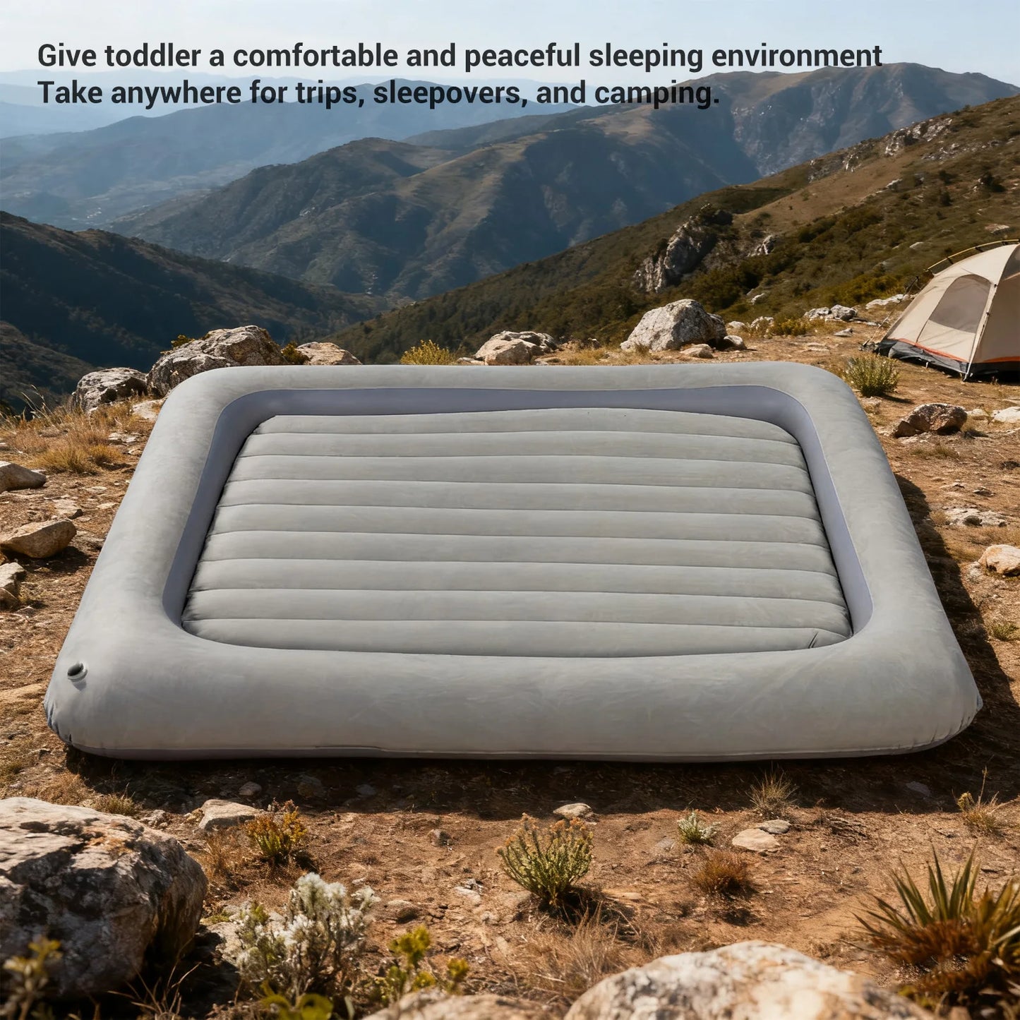 Inflatable Toddler Travel Bed Air Mattress Set Portable Blow Up Detachable 2 Sided Inflatable Mattress for Boys Girls Camping