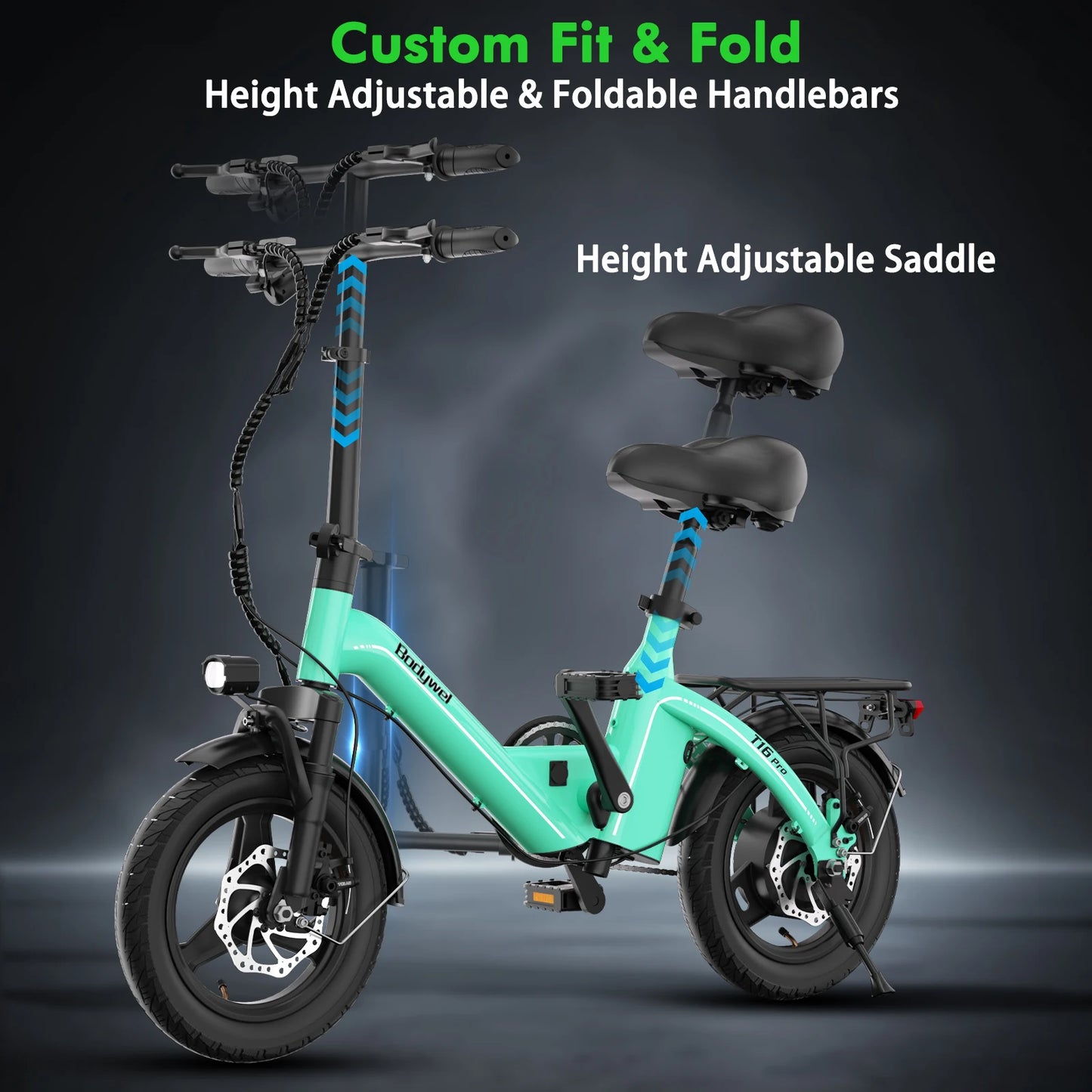 Bodywel T16pro Foldable Electric Bike for Adult 750W Motor 20mph 36V 13Ah 14 Inch Tires Mini E-Bike for Urban Commuting