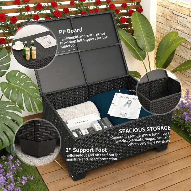 Outdoor Patio Furniture Propane Fire Pit Table Set 7 Piece